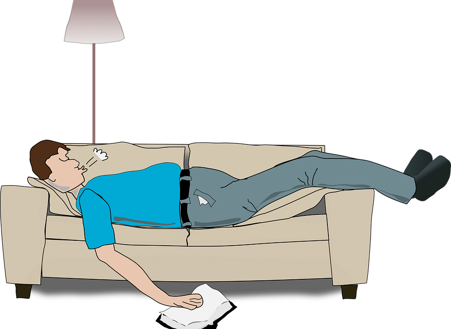 Graphical image of a man sleeping on the couch