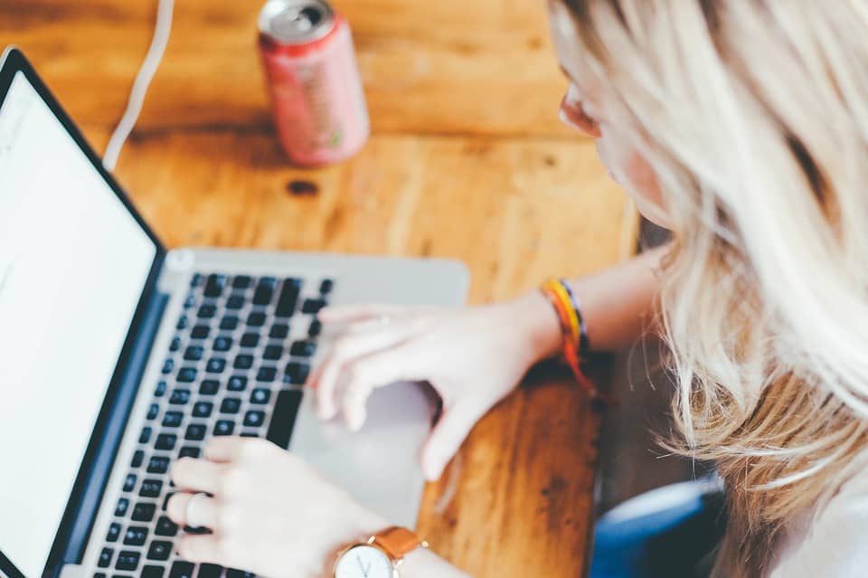 Woman using her laptop